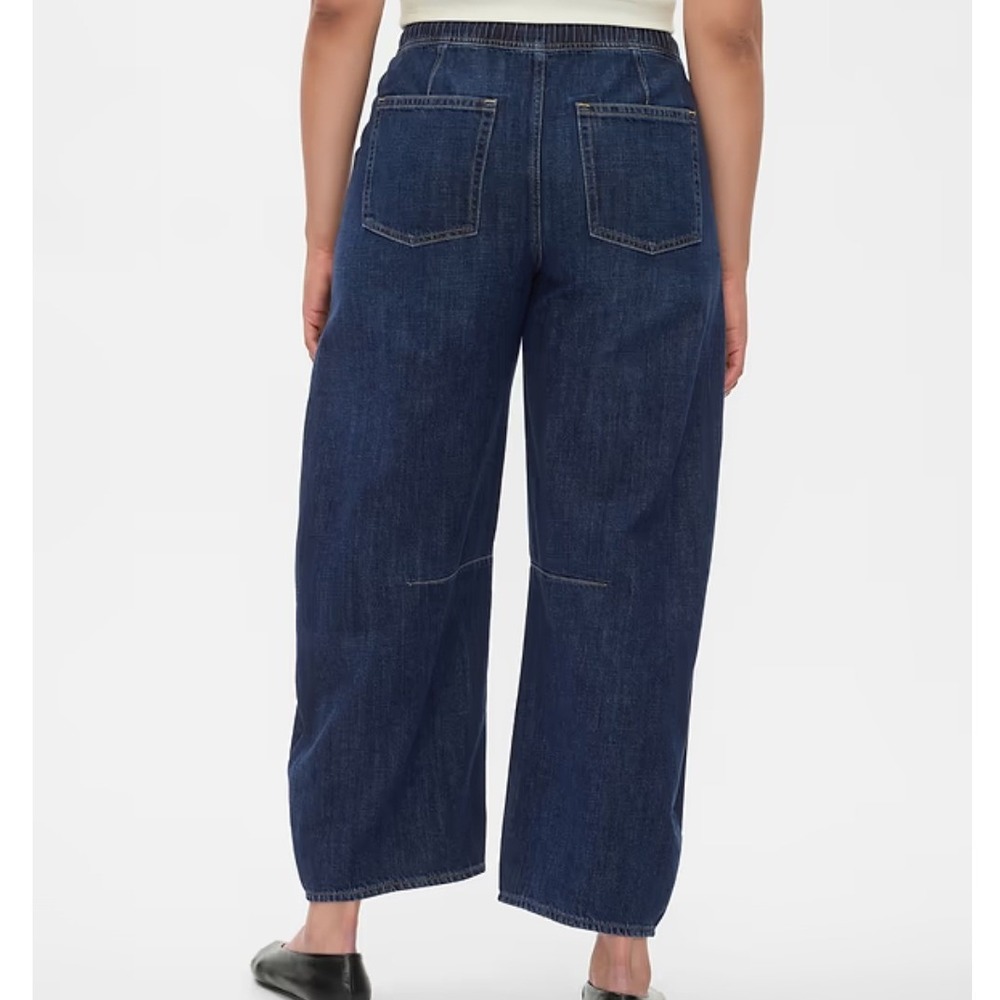 Gap Mid Rise Horseshoe Blue Denim Pull On Drawstring Jeans Small - Picture 2 of 8